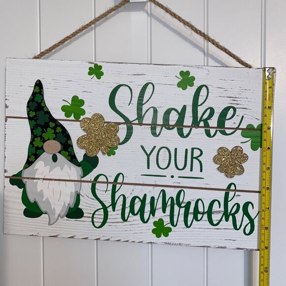 St. Patricks Day Shake Your Shamrocks Leprechaun Gnome Door Decor Wall Decor - Picture 3 of 6